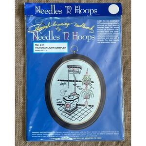 Vintage Needles And Hoops Victorian John And Tub Embroidery Kit Set Funny Kitsch
